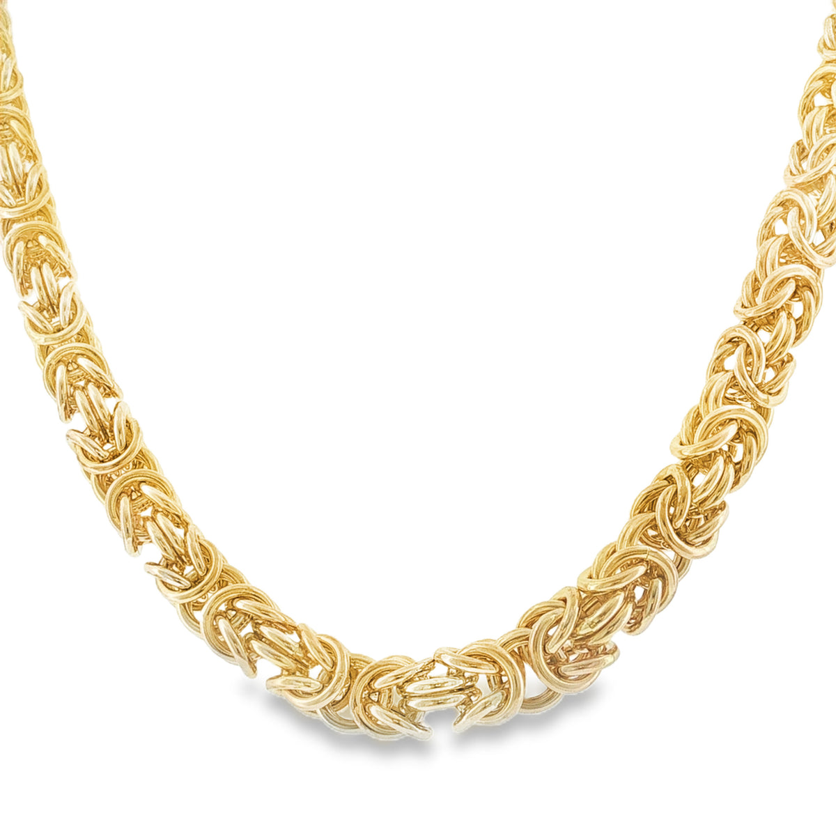 9ct Yellow Gold Hollow Byzantine Chain - 18" - 31.8g