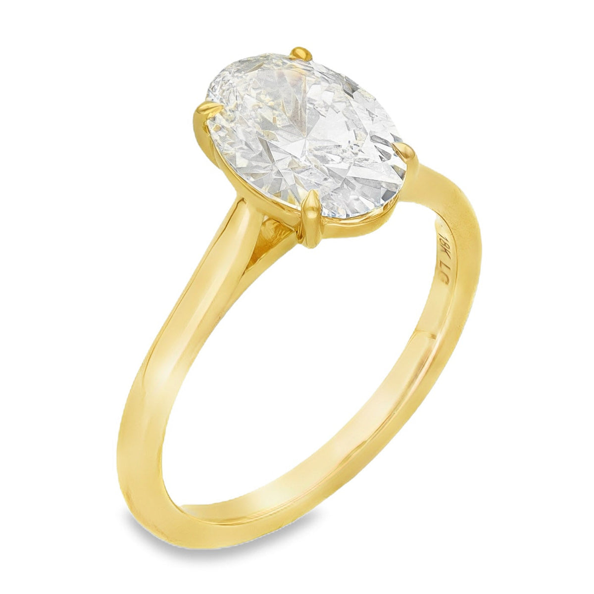 Lab 2.07ct D Vs2 Oval 18ct yellow Solitaire