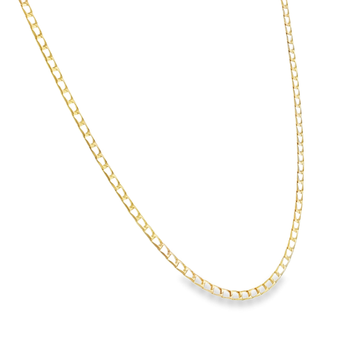 9ct Yellow Gold Open Square Curb Chain - 16"- 3.7g