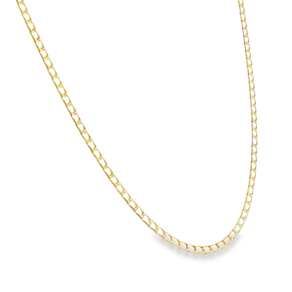 9ct Yellow Gold Open Square Curb Chain - 16"- 3.7g