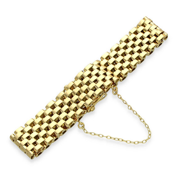9ct Yellow Gold Brick-Link Gate Bracelet - 7.5" - 29.6g