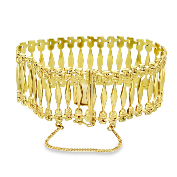 9ct Yellow Gold Wide Open Gate Bracelet - 7" - 24.0g