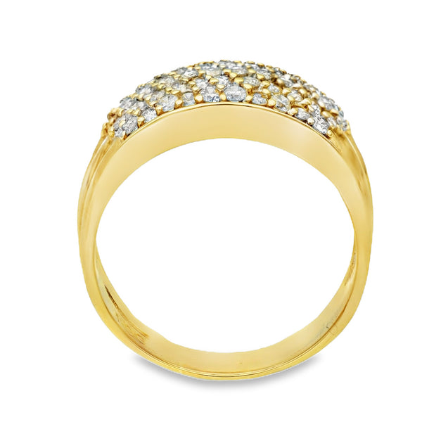9ct Yellow Gold Diamond Pavé Cluster Ring - Size S - 0.50ct