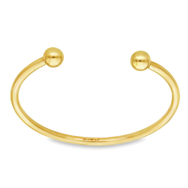 9ct Yellow Gold Plain Torque Bangle - 19.5cm - 30.8g