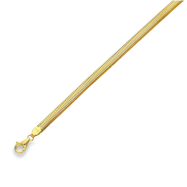 9ct Yellow Gold Flat Snake Bracelet - 7.5" - 4.7g