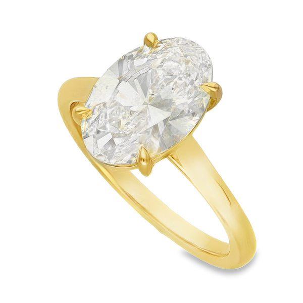 Lab 3.06ct D Vs1 Oval 18ct Yellow Gold Solitaire