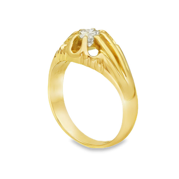 18ct Yellow Gold Gents Diamond Solitaire Ring - Size O½ - 0.50ct