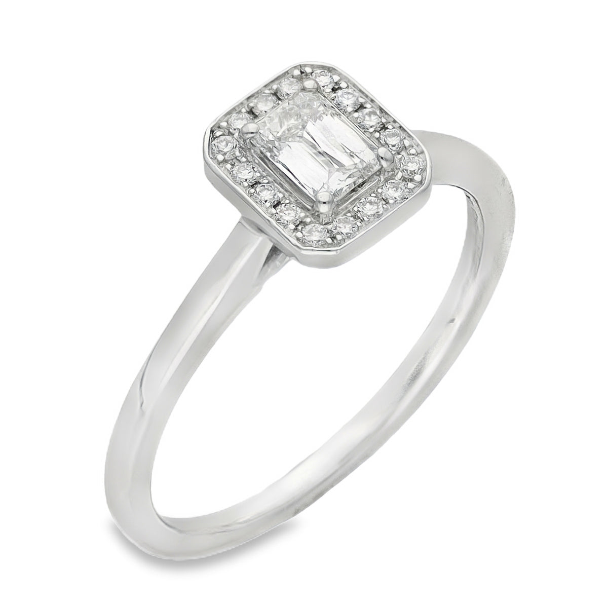 950 Platinum Diamond Halo Engagement Ring - Size P - 0.49ct