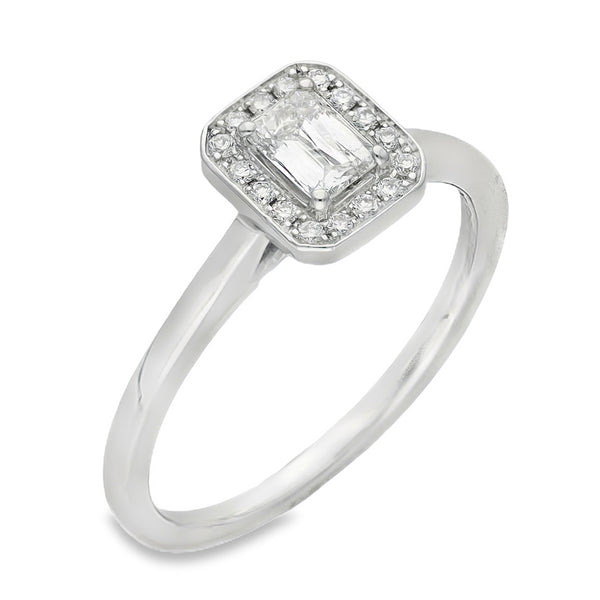 950 Platinum Diamond Halo Engagement Ring - Size P - 0.49ct