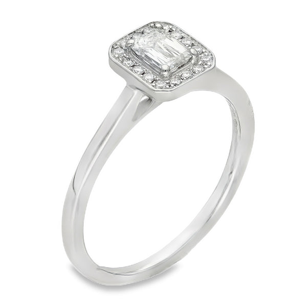 950 Platinum Diamond Halo Engagement Ring - Size P - 0.49ct