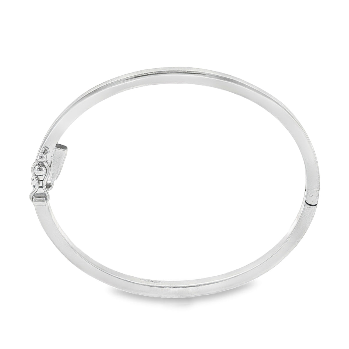 9ct White Gold Plain Hinged Bangle - 15cm - 12.9g