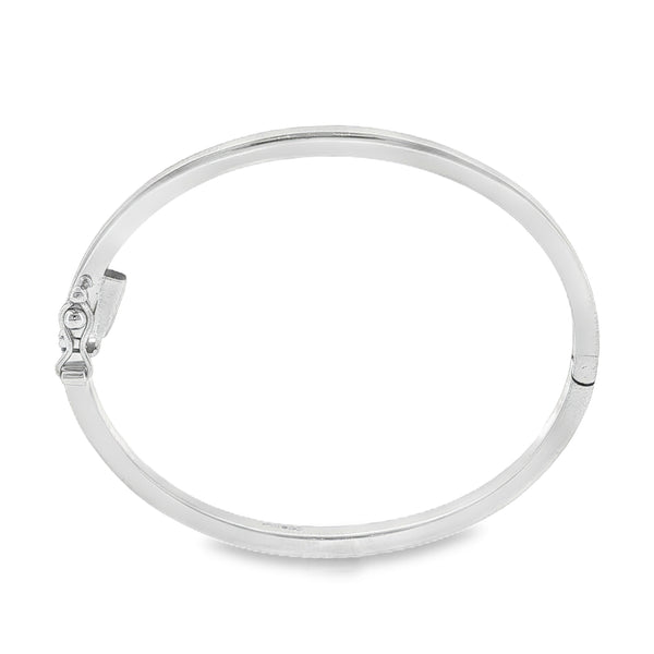 9ct White Gold Plain Hinged Bangle - 15cm - 12.9g