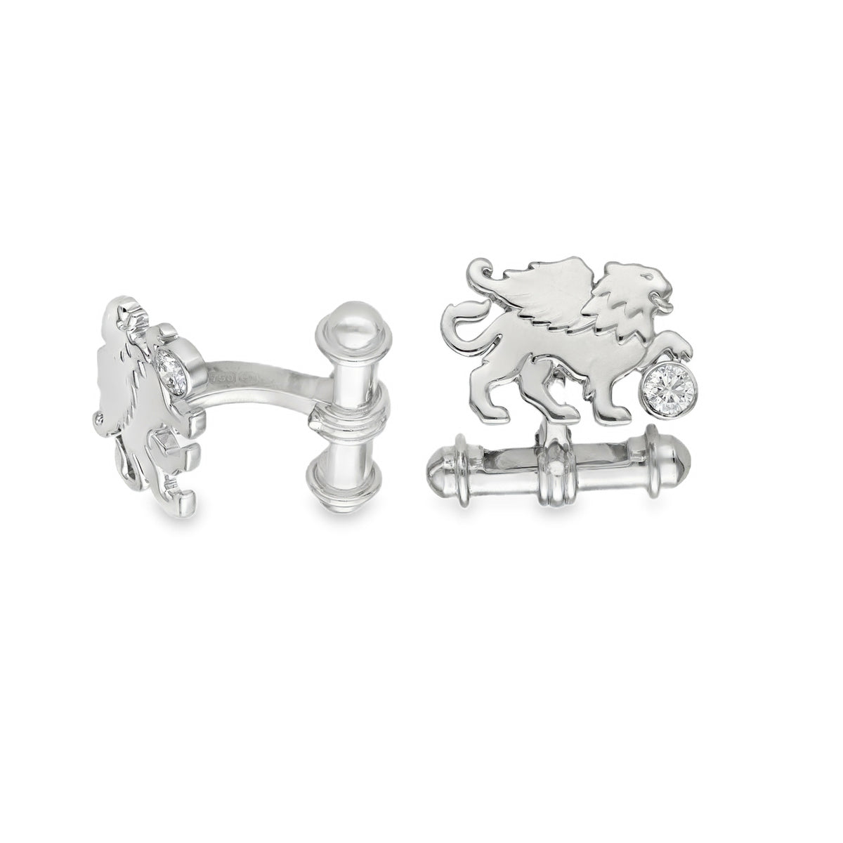 18ct White Gold Diamond Griffin Cufflinks - 19x13x2.5mm - 20.0g