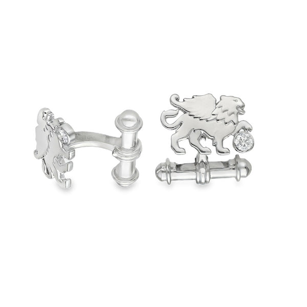 18ct White Gold Diamond Griffin Cufflinks - 19x13x2.5mm - 20.0g