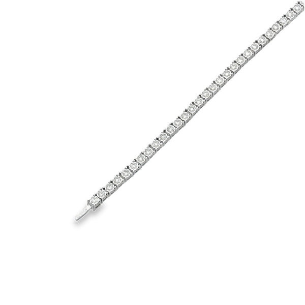 9ct White Gold Diamond Tennis Bracelet - 7.5" - 2.75ct