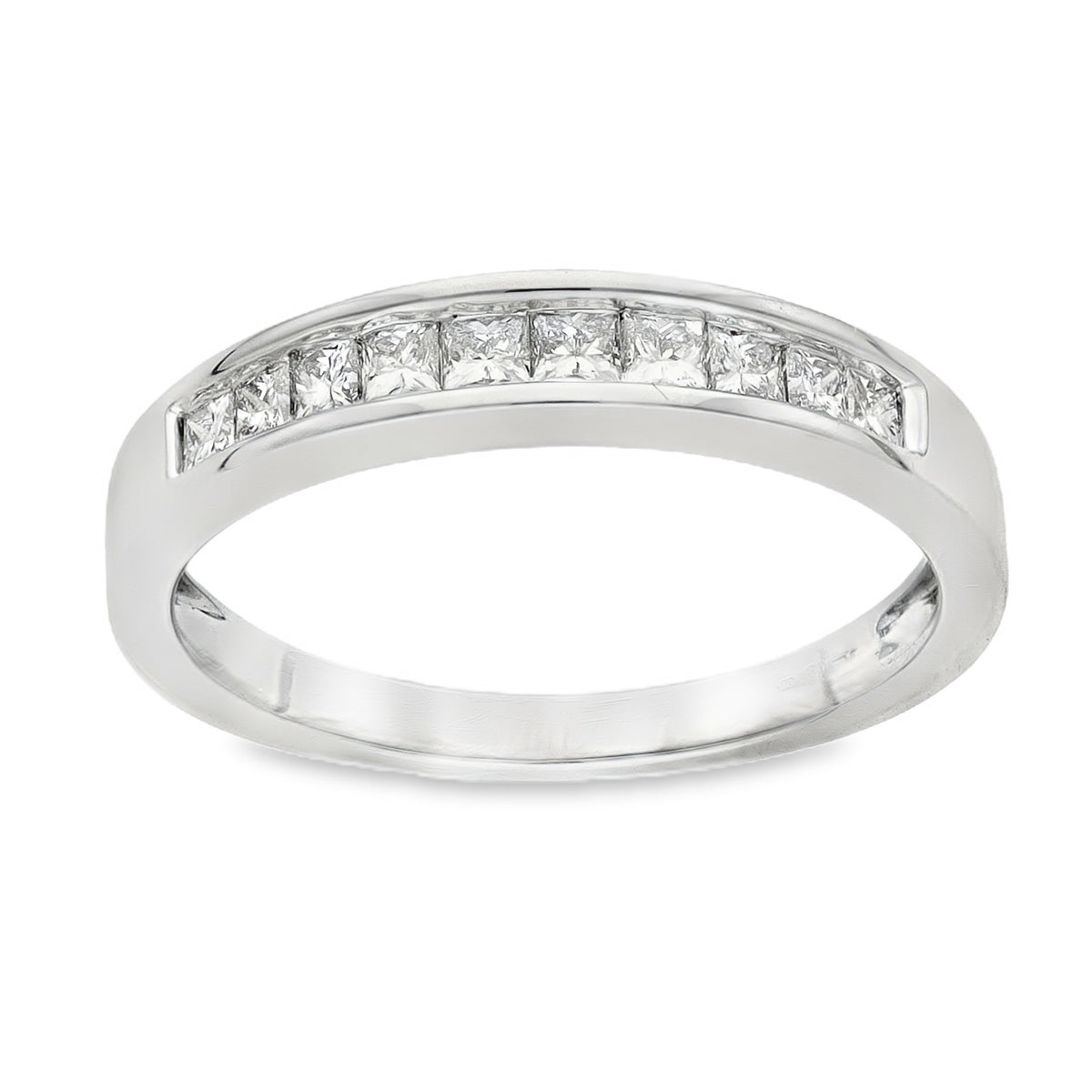 18ct White Gold Diamond Half Eternity Ring - Size O - 0.50ct