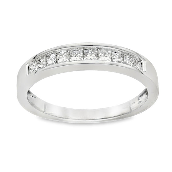 18ct White Gold Diamond Half Eternity Ring - Size O - 0.50ct