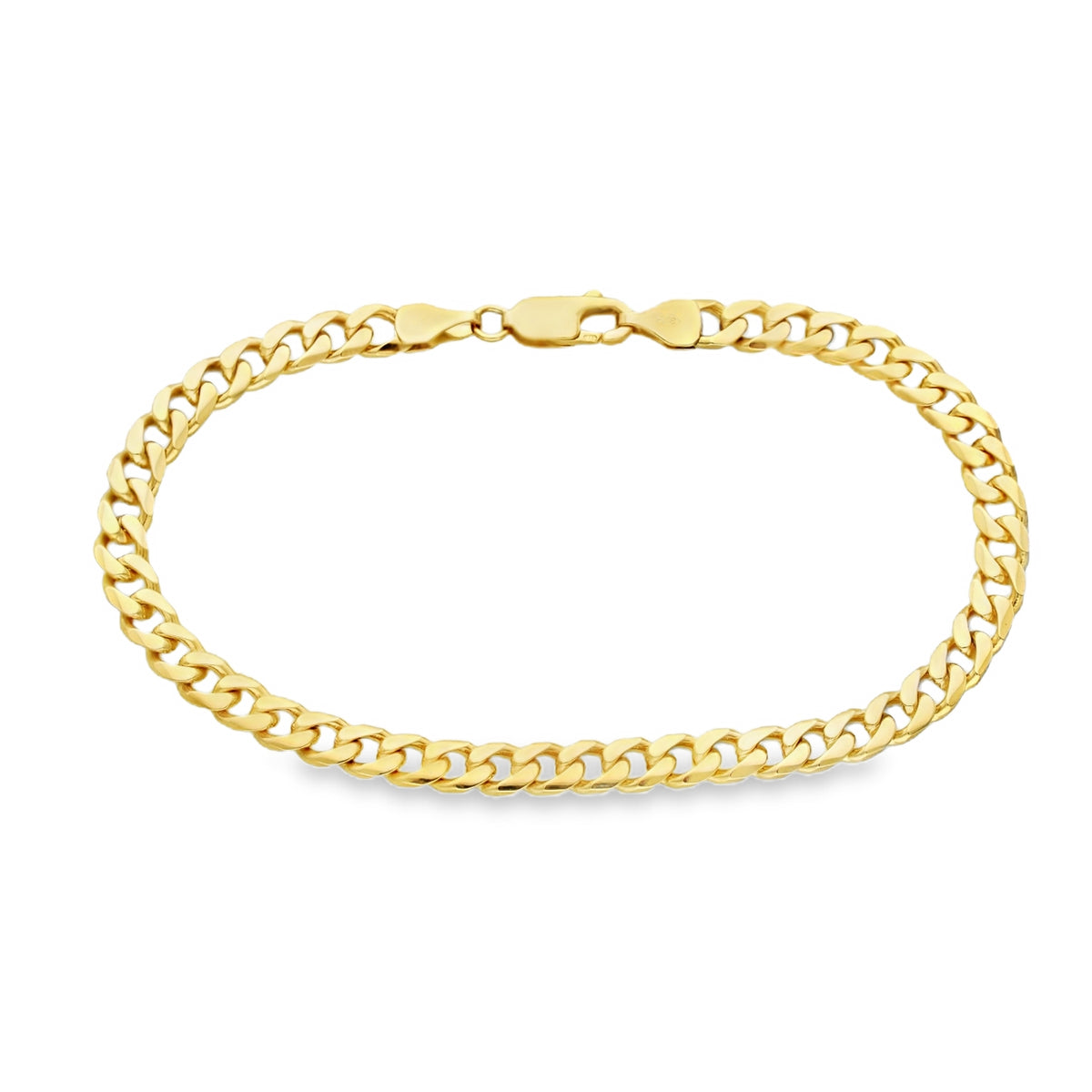 9ct Yellow Gold Flat Curb Bracelet - 7.5" - 9.1g