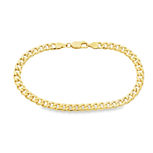 9ct Yellow Gold Flat Curb Bracelet - 7.5" - 9.1g