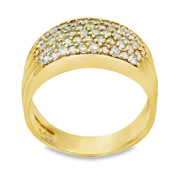 9ct Yellow Gold Diamond Pavé Cluster Ring - Size S - 0.50ct
