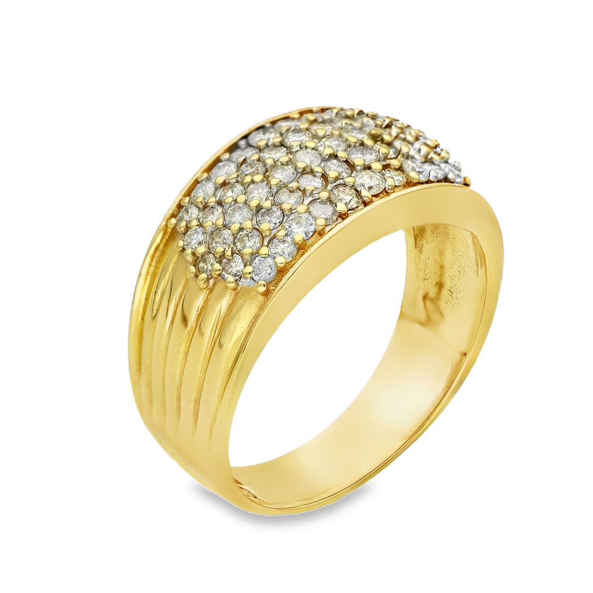 9ct Yellow Gold Diamond Pavé Cluster Ring - Size S - 0.50ct