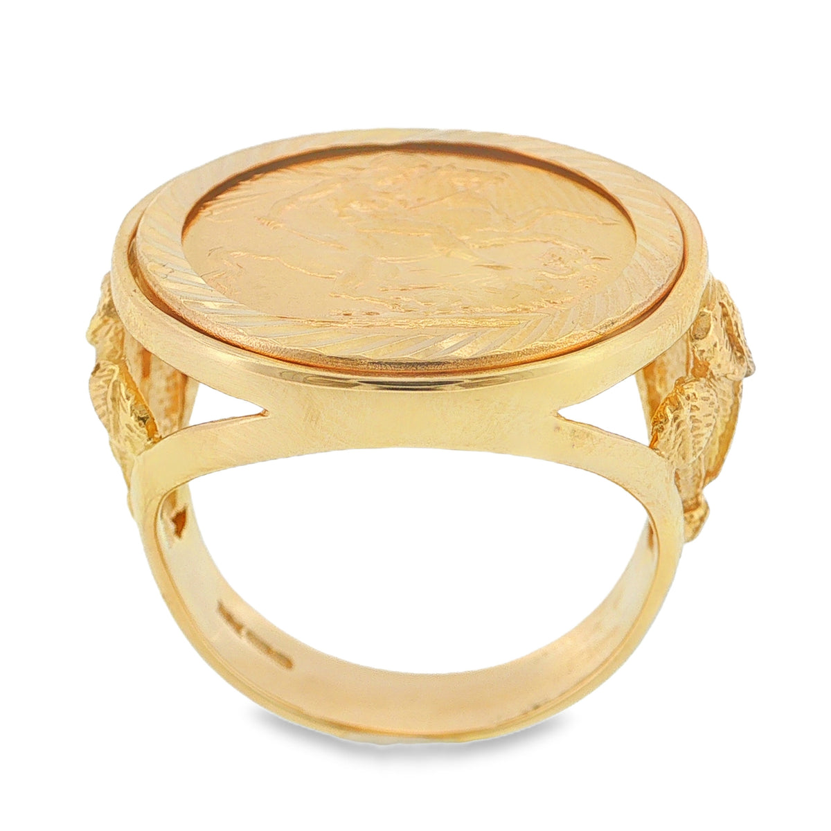 1893 Yellow Gold Full Sovereign Coin Ring - Size W - 17.0g