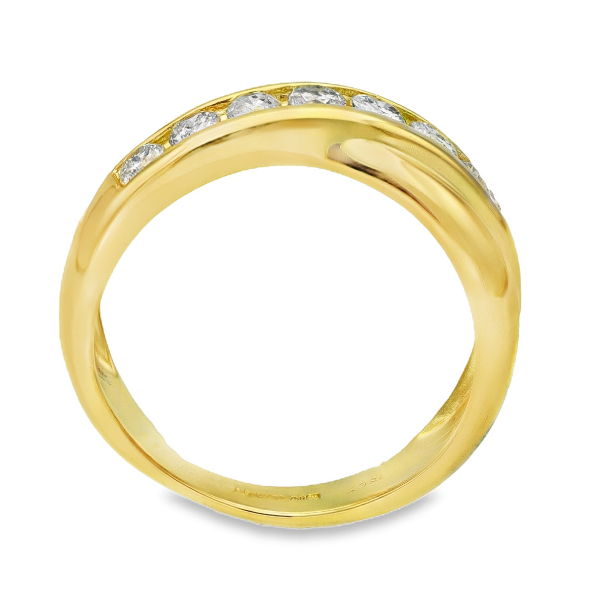 18ct Yellow Gold Diamond Crossover Ring - Size M - 0.50ct