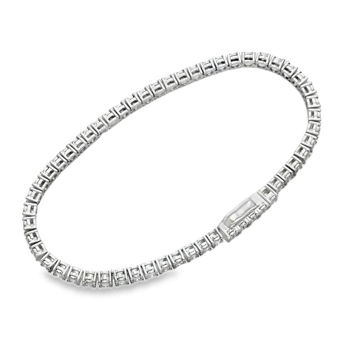 9ct White Gold Diamond Tennis Bracelet - 7.5" - 2.75ct