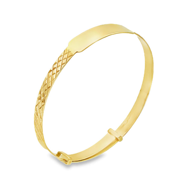 9ct Yellow Gold Adjustable Baby Bangle - 12cm-14.5cm - 2.5g
