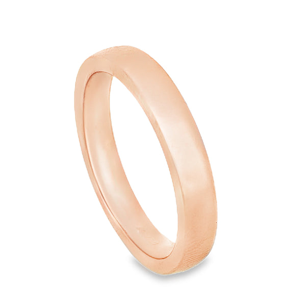 18ct Rose Gold Plain Flat Wedding Band - Size J - 3mm