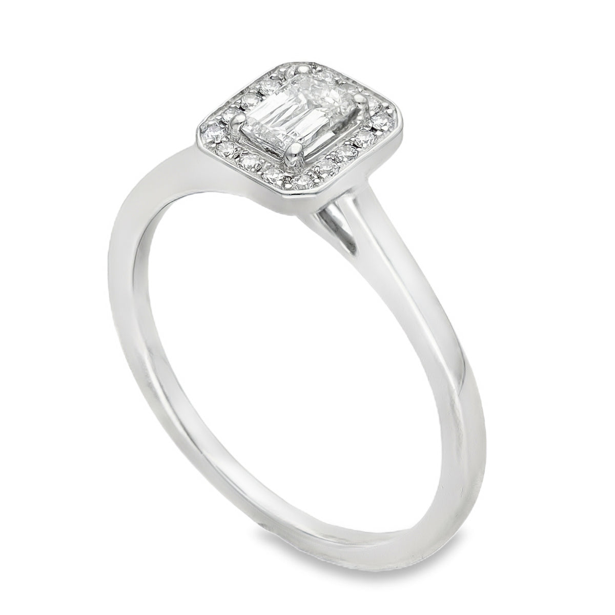 950 Platinum Diamond Halo Engagement Ring - Size P - 0.49ct