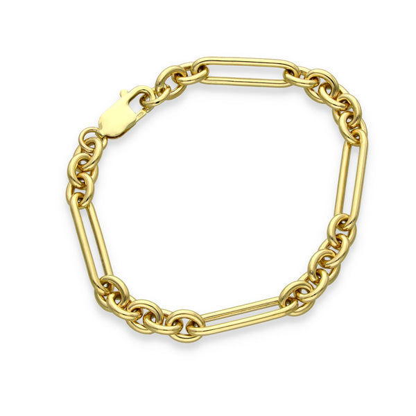 9ct Yellow Gold Heavy Figaro Bracelet - 8" - 19.9g