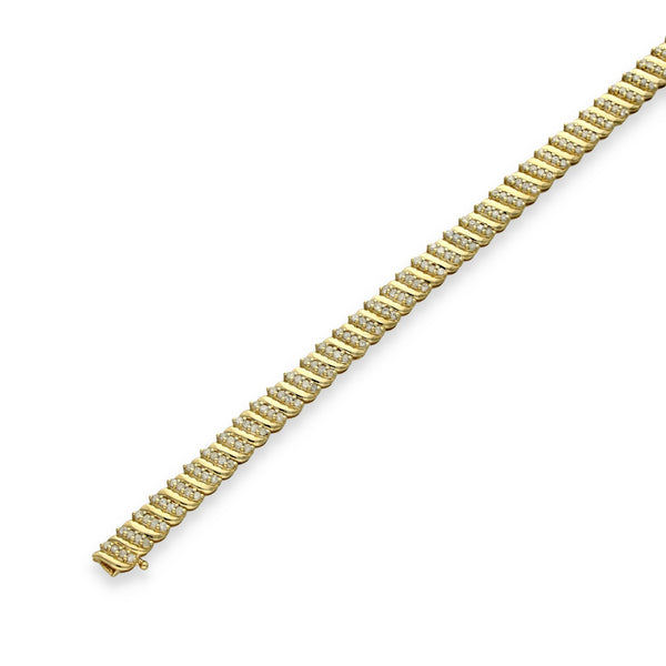 9ct Yellow Gold Diamond Bracelet - 7.5" - 1.59ct