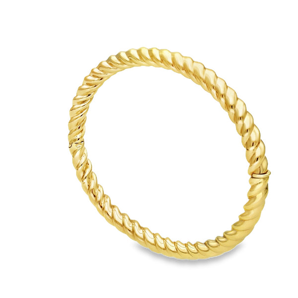9ct Yellow Gold Hollow Twist Bangle - 6mm - 18cm - 14.6g