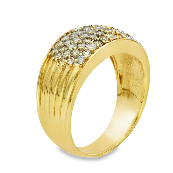 9ct Yellow Gold Diamond Pavé Cluster Ring - Size S - 0.50ct