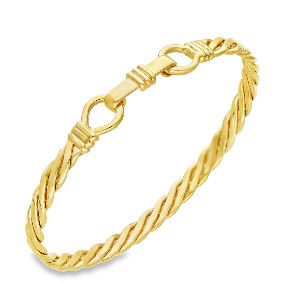 9ct Yellow Gold Twist Bangle - 18cm - 13.9g