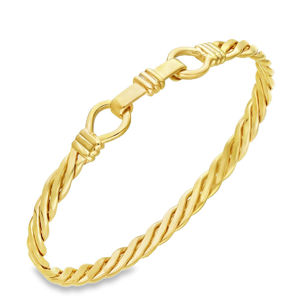 9ct Yellow Gold Twist Bangle - 18cm - 13.9g