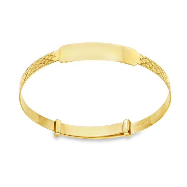 9ct Yellow Gold Adjustable Baby Bangle - 12cm-14.5cm - 2.5g