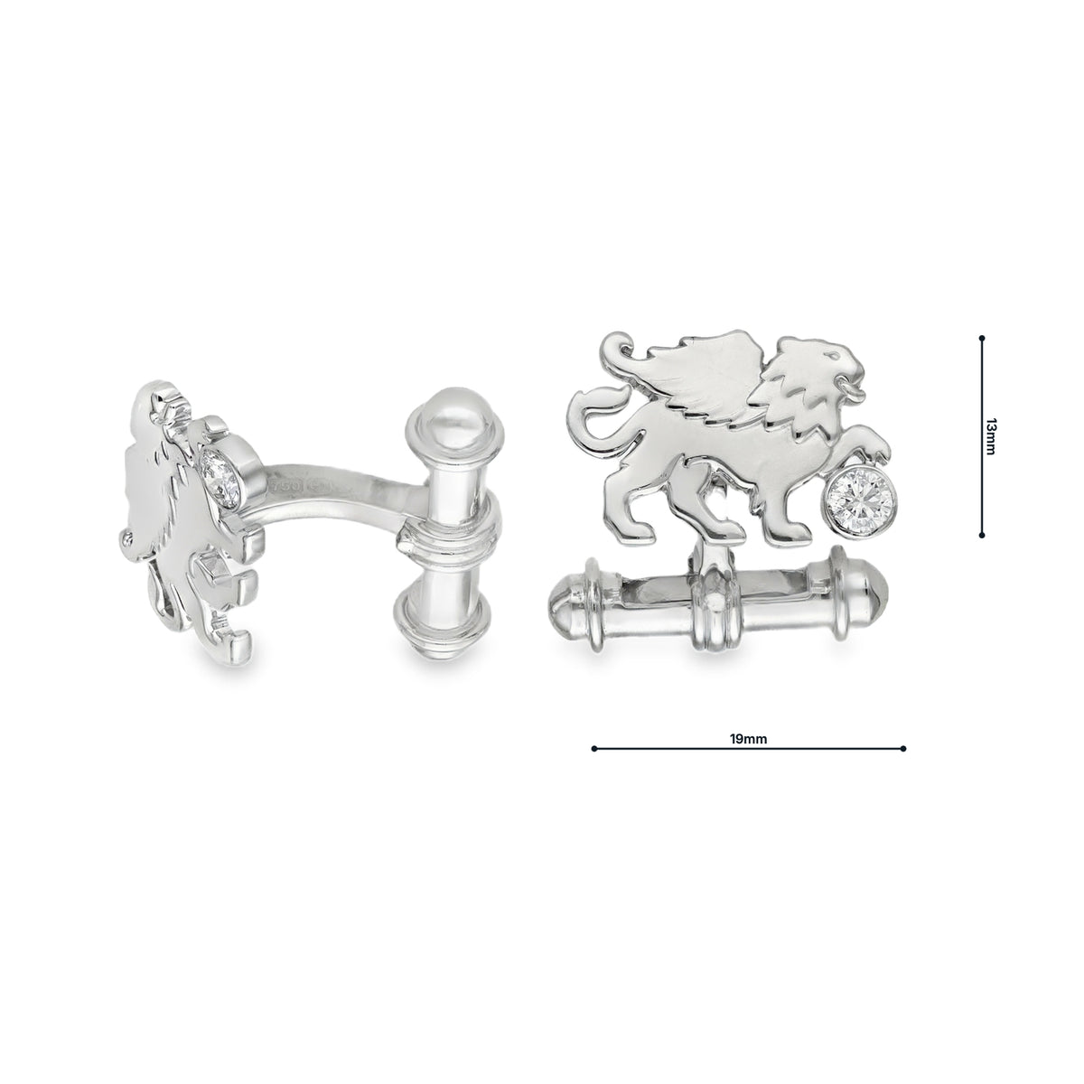 18ct White Gold Diamond Griffin Cufflinks - 19x13x2.5mm - 20.0g