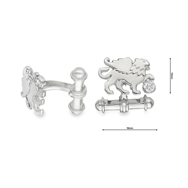 18ct White Gold Diamond Griffin Cufflinks - 19x13x2.5mm - 20.0g