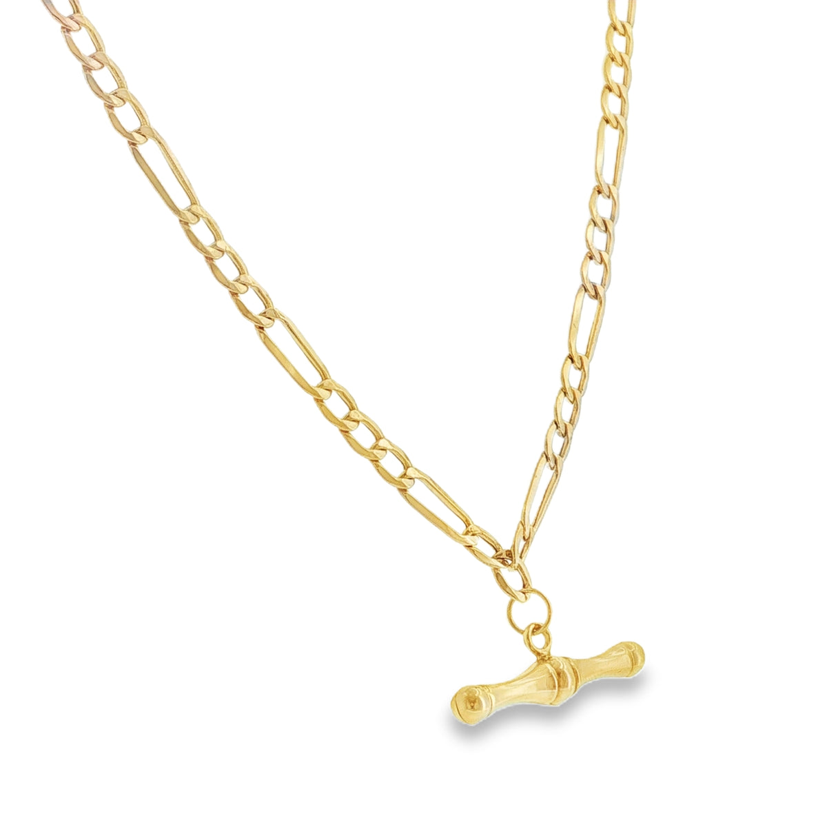 9ct Yellow Gold Hollow T-bar Necklace - 18"- 5g