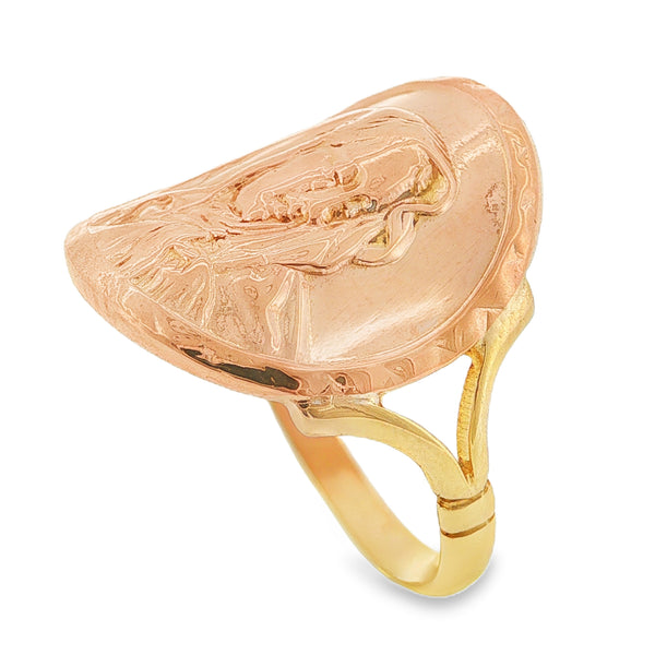 9ct Yellow Gold Madonna Signet Ring - Size K½ - 18mm