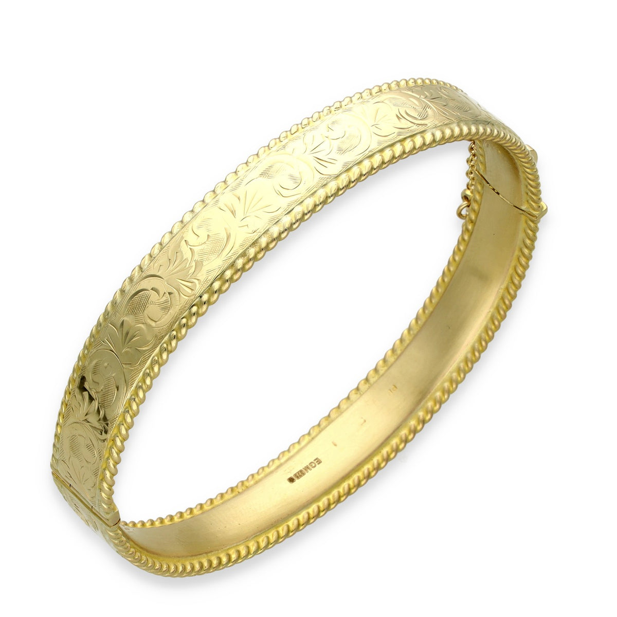 9ct Yellow Gold Rope Edge Bangle - 17.5cm - 17.1g