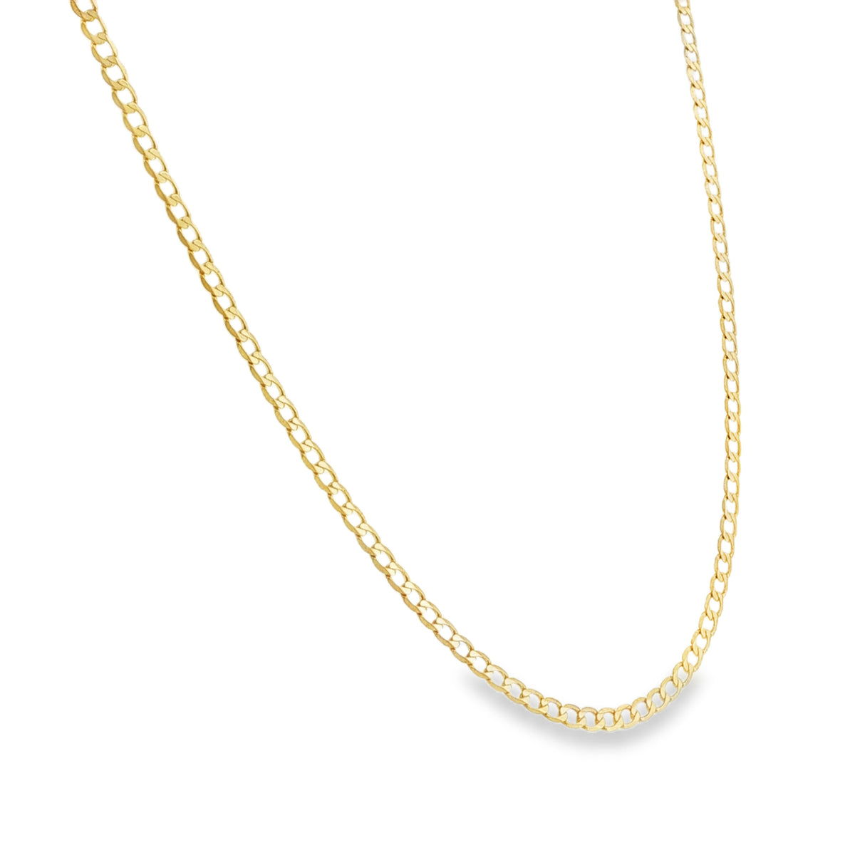9ct Yellow Gold Open Flat Curb Chain - 20"- 3.7g