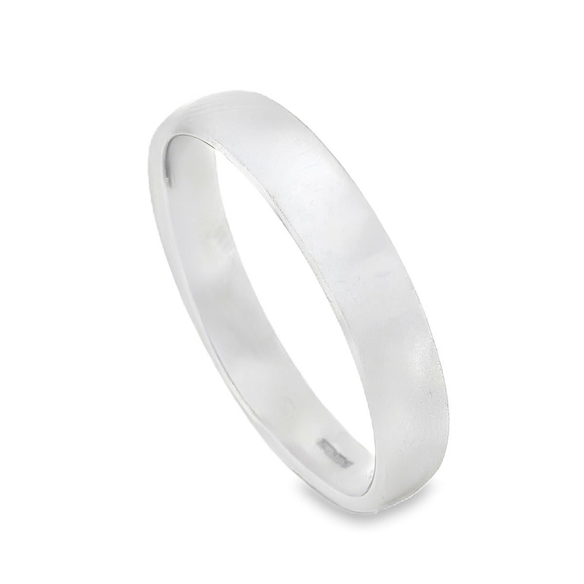 18ct White Gold Plain Court Wedding Band - Size S - 4mm