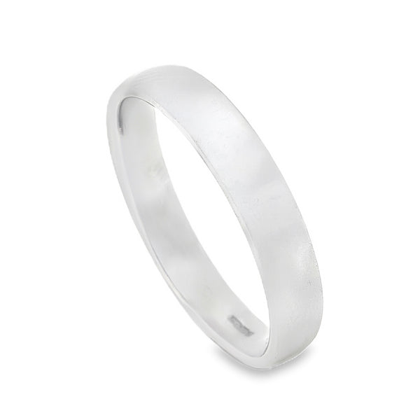 18ct White Gold Plain Court Wedding Band - Size S - 4mm