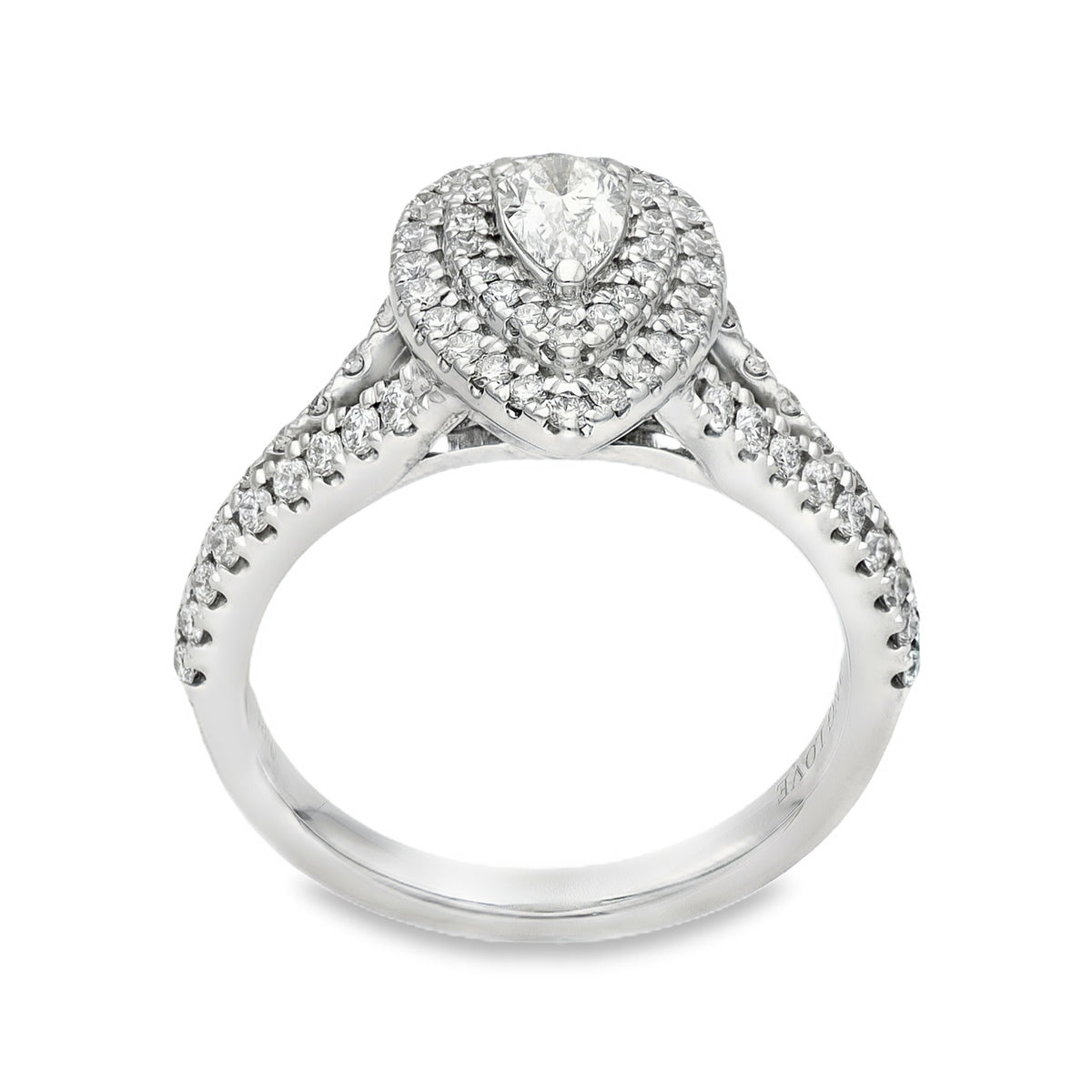 18ct White Gold Diamond Halo Engagement Ring - Size M½ - 0.95ct