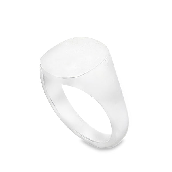 925 Silver Plain Cushion Signet Ring - Size T - 14mm
