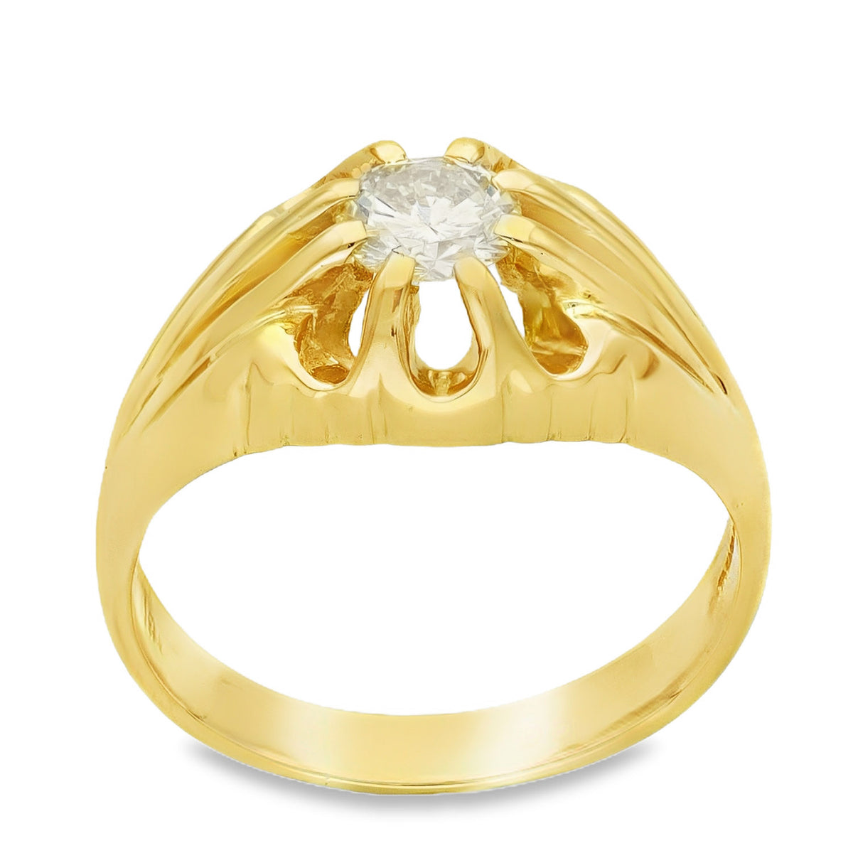 18ct Yellow Gold Gents Diamond Solitaire Ring - Size O½ - 0.50ct