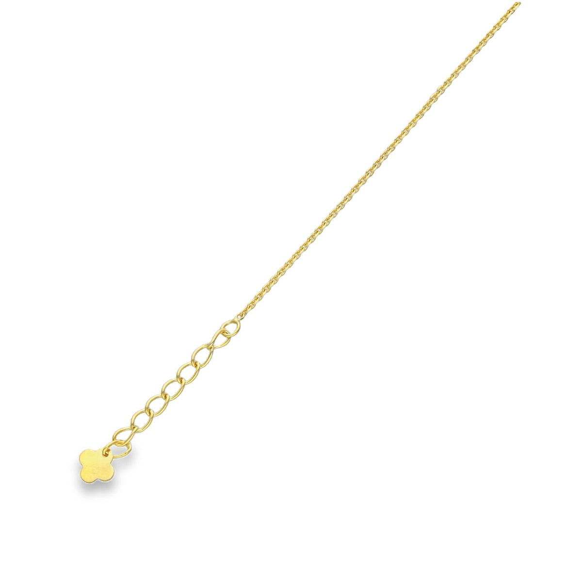 9ct Yellow Gold Mother of Pearl Clover Trace Bracelet - 6.5/7.5"